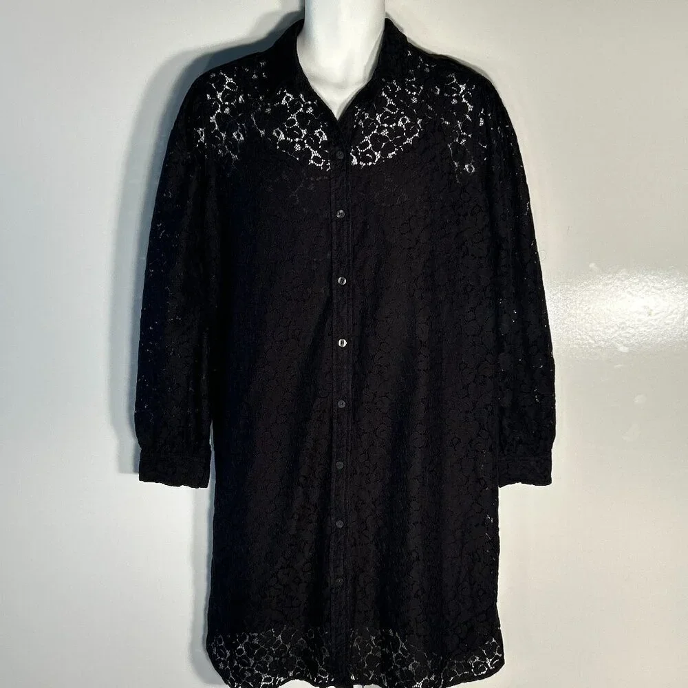 GAP SZ XL Black Lace Dress Feminine Boho Whimsigoth Dark Romance Dressy